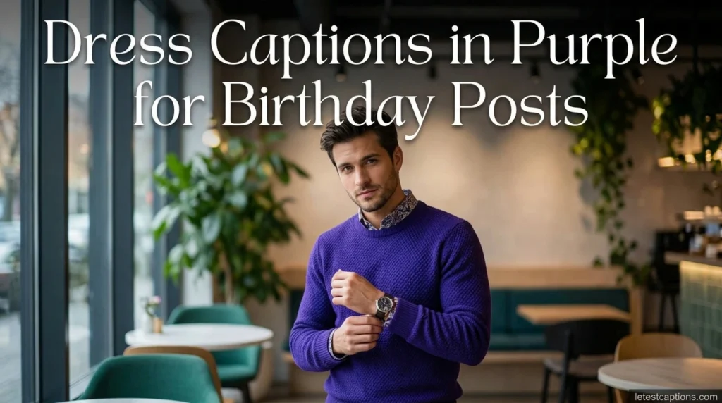 Dress Captions in Purple for Birthday Posts