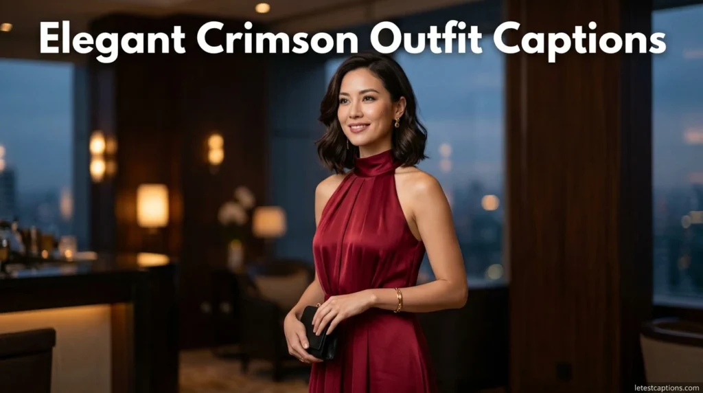 Elegant Crimson Outfit Captions
