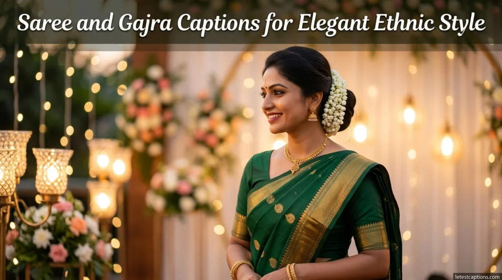 Saree and Gajra Captions for Elegant Ethnic Style