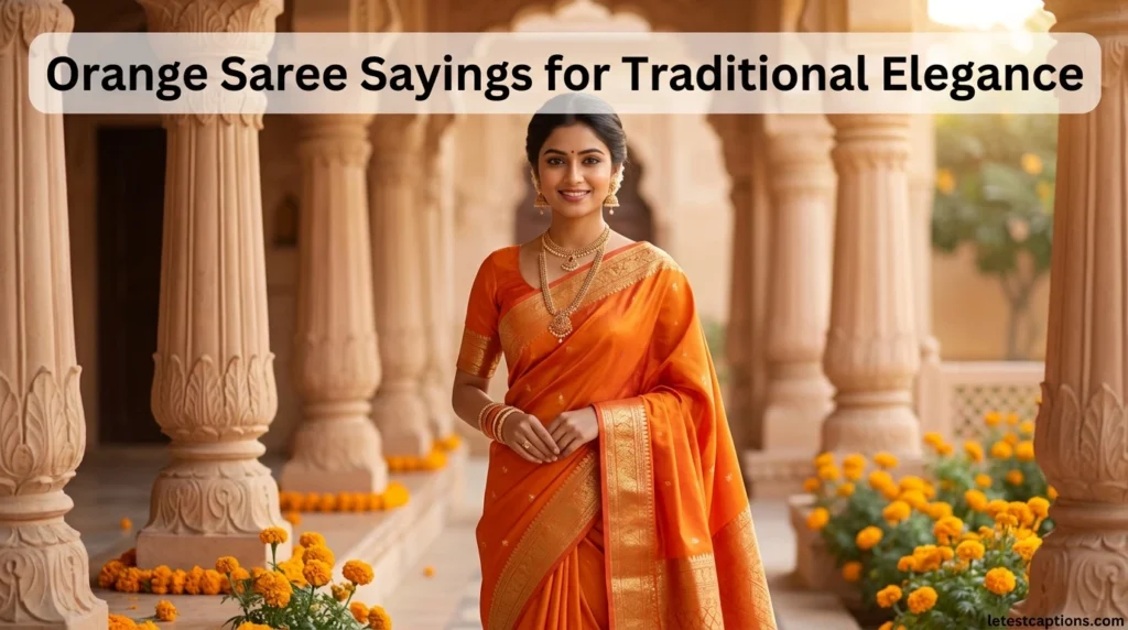 Orange Saree Sayings for Traditional Elegance