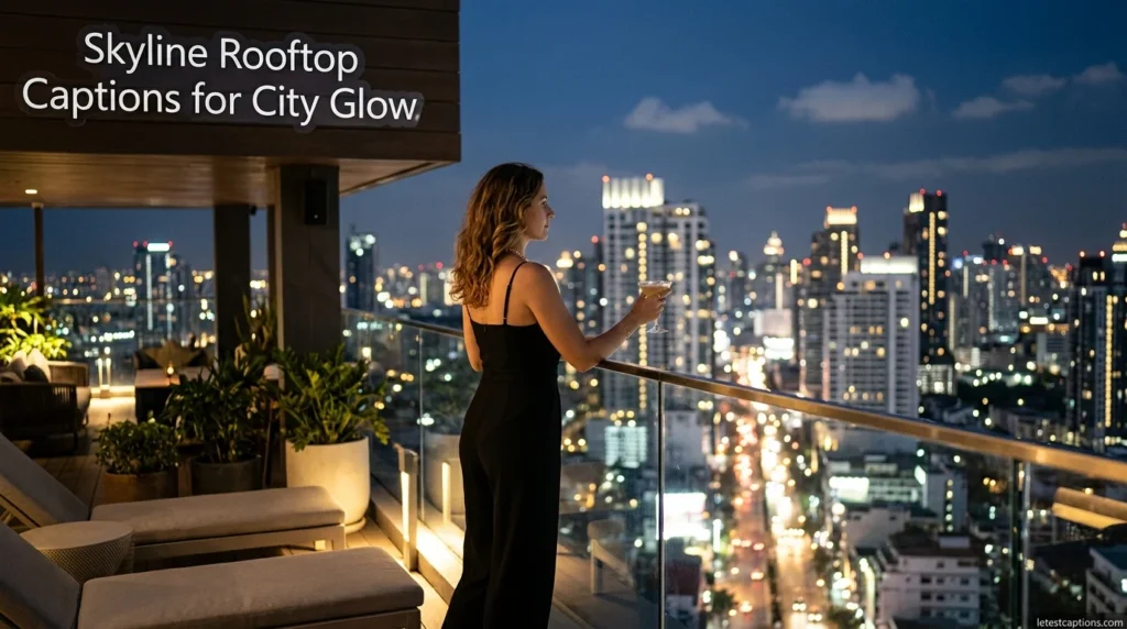 Skyline Rooftop Captions for City Glow