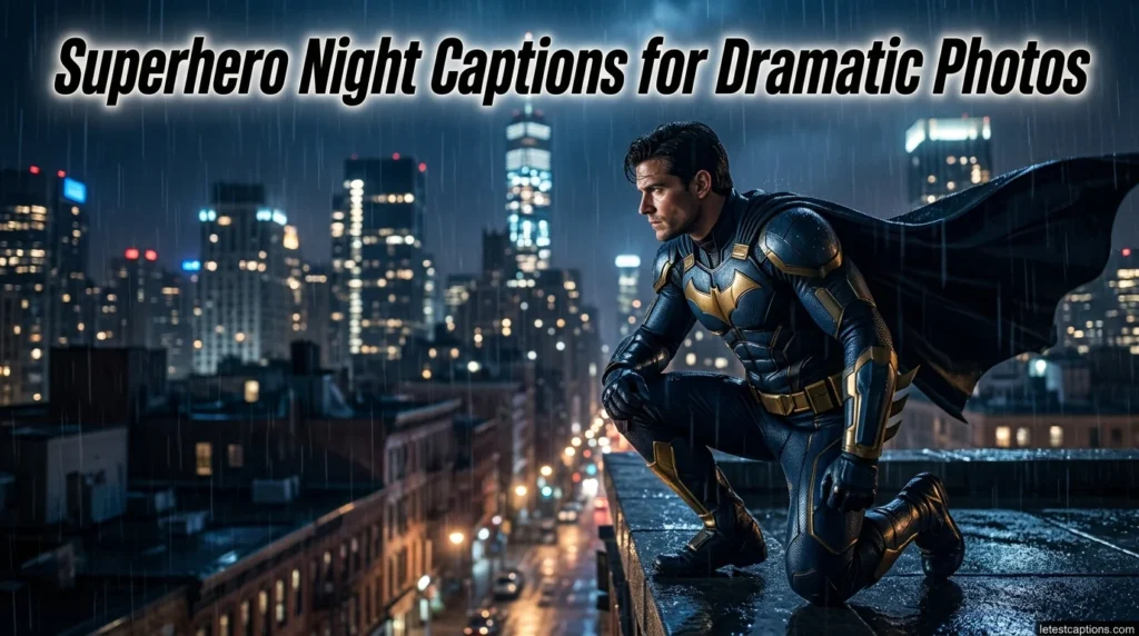 Superhero Night Captions for Dramatic Photos
